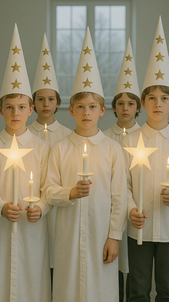 Staffan stalledräng luciasång med stjärngossar